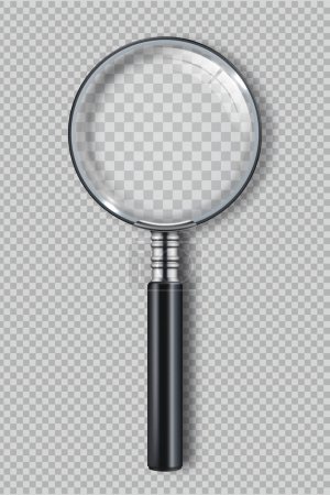 Magnifying glass. Zoom realistic symbols vector detective item. Magnify and search glass, zoom instrument lens illustration