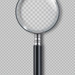 Magnifying glass. Zoom realistic symbols vector detective item. Magnify and search glass, zoom instrument lens illustration