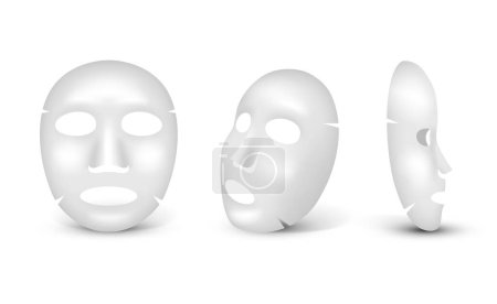 Ilustración de Máscara cosmética. Mujer blanca máscara realista de la cara vector belleza salón símbolos. Mascarilla facial de cuidado facial, limpieza de belleza e hidratación ilustración - Imagen libre de derechos