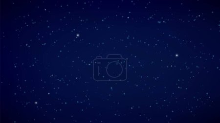 Illustration for Night starry sky. Dark blue background, space or Universe banner. Stellar galaxy vector illustration. Light night, starlight sky - Royalty Free Image