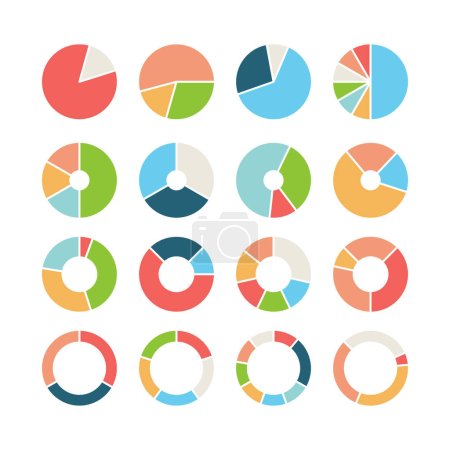 Kreis. Runddiagramm-Rad-Rundnabe mit verschiedenen Querschnitten Donut Pie Business-Infografik-Vektorvorlage. Illustration Kreisdiagramm, runde Graphik