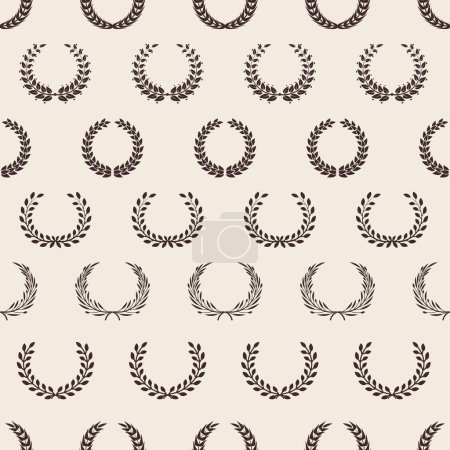 Illustration for Vintage wreath pattern. Greek laurel, awards seamless texture. Vector olive branches background. Wreath laurel pattern, award branch illustration - Royalty Free Image