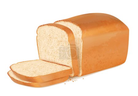 Slices bread. Realistic fresh bakery products stack of baguette vector delicious bread. Bakery bread, food with crust breakfast illustration