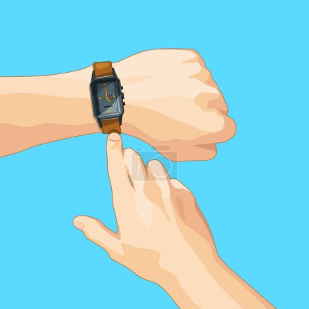 Illustration for Business concept picture with mechanical hand watch. Vector illustration isolate. Time clock and watch wrist on hand - Royalty Free Image