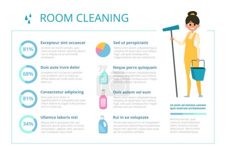 Illustration for Infographic design template for cleaning service industry. Vector washing cleaner room illustration - Royalty Free Image
