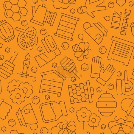 Illustration for Honey pattern. Honeybee comb liquid healthy apiary products symbols vector seamless background. Honey pattern, bee and honeycomb illustration - Royalty Free Image