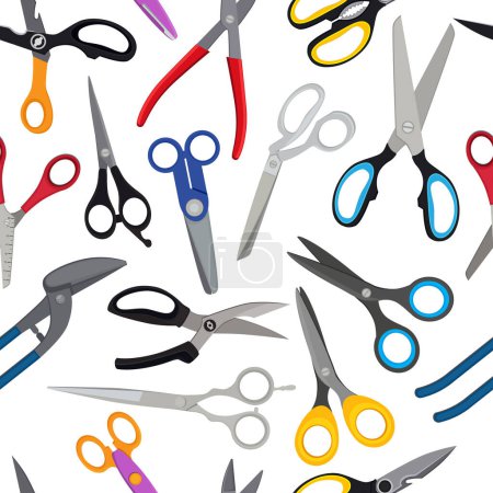Illustration for Colored scissors vector pattern. Scissors background for barber hair or hairdresser illustration - Royalty Free Image