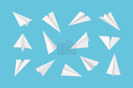 Téléchargez les illustrations : Avion en papier. Rockets jet avion transport aérien à partir de papier collection vectorielle de style origami 3D. Vol d'avion, papier d'avion et jet d'aviation d'illustration de décors - en licence libre de droit