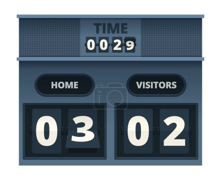 Illustration for Scoreboard. Mechanical counter with flipping numbers soccer sport electronic time panel vector template. Scoreboard soccer display, counter time illustration - Royalty Free Image