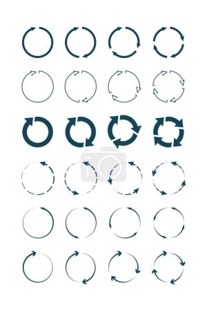Ilustración de Flechas de círculo. Formas redondas y formas infografía símbolos colección vectorial aislado. Ilustración flecha redonda circular, bucle de rotación abstracta - Imagen libre de derechos
