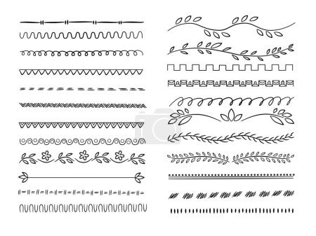 Hand drawn lines. Web dividers hatching pencil scribble vector underlines. Set of underline drawn, stroke border illustration
