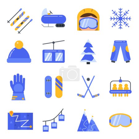 Illustration for Accessories of winter sport. Vector icon set in flat style. Illustration of winter sport ski and snowboard - Royalty Free Image