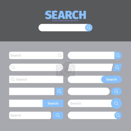 Illustration for Search bar. Website ui elements rectangle input text boxes with cursor web browser search garish vector set collection. Illustration of bar interface search, website navigation - Royalty Free Image