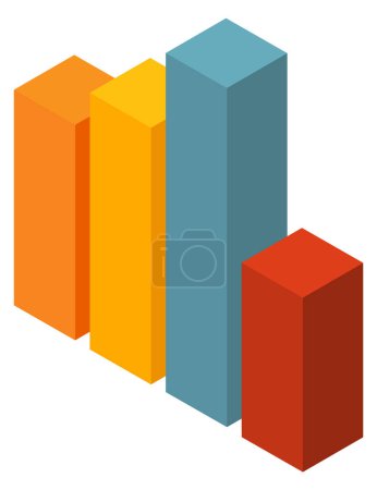 Spaltendiagramm isometrisches Symbol. Geschäftsinfografik Symbol isoliert auf weißem Hintergrund