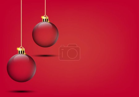 Red background illustration with red Christmas balls