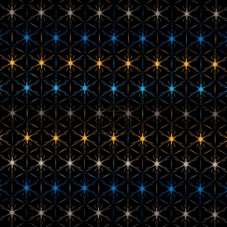 Seamless pattern background illustration, squares, glittering stars arranged in a row