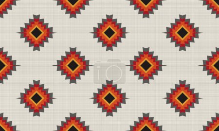 Black and red tone ethnic native mexican style rug, Navajo tribal vector seamless pattern, Native American ornament, Ethnic South Western decor style, Boho geometric ornament.