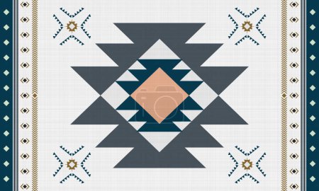 Green and grey ethnic native mexican style rug, Navajo tribal vector seamless pattern, Native American ornament, Ethnic South Western decor style, Boho geometric ornament.