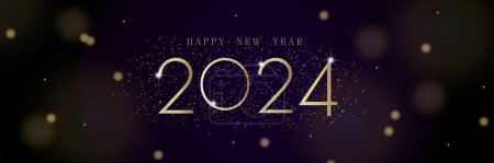 Illustration for 2024 Happy New Year luxury background with bokhe and glitters. Greeting Card, Banner, Poster. Vector Illustration. - Royalty Free Image