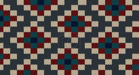 Ilustración de Retro geomátrico en patrón de punto gris, diseño de suéter festivo. Patrón de punto sin costura - Imagen libre de derechos