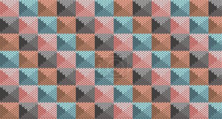 Ilustración de Patrón de punto geométrico de color retro, diseño de suéter festivo. Patrón de punto sin costura - Imagen libre de derechos