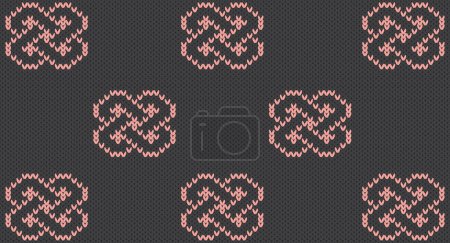 Ilustración de Patrón de punto rosa y gris, diseño de suéter festivo. Patrón de punto sin costura - Imagen libre de derechos