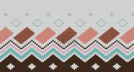 Téléchargez les illustrations : Doux motif tricoté géomatrique, Design de pull festif. Modèle tricoté sans couture - en licence libre de droit