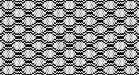 Téléchargez les illustrations : Hexagone blanc et motif tricoté en ligne, conception de pull festif. Modèle tricoté sans couture - en licence libre de droit