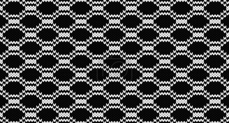 Téléchargez les illustrations : Hexagone noir et motif tricoté en ligne, conception de pull festif. Modèle tricoté sans couture - en licence libre de droit