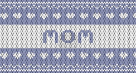 Ilustración de Patrón de punto azul mamá, diseño de suéter festivo. Patrón de punto sin costura, Patrón de punto para el día de la madre. - Imagen libre de derechos