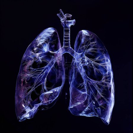 Humen Lungen-Röntgenfilm auf dunklem Hintergrund, Gesundheits- und Medizinkonzept.