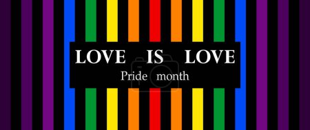 Color del arco iris sobre fondo negro, Celebremos el mes del Orgullo con colorido fondo de orgullo del arco iris para desfiles de festivales, fiestas y eventos sociales, pancarta, tarjeta de felicitación, póster, pancarta web, plantilla, redes sociales.