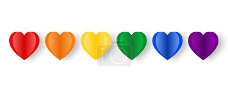 Corazón de papel arco iris sobre fondo blanco, Celebremos el mes de Orgullo con fondo de orgullo de arco iris colorido para desfiles de festivales, fiestas y eventos sociales, pancarta, tarjeta de felicitación, póster, pancarta web, plantilla, redes sociales.