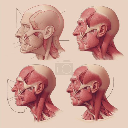 Illustration for Human Facial Muscles Anatomy, Head muscles anatomy. - Royalty Free Image