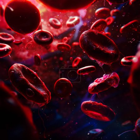 Rote Blutkörperchen fließen in Blutgefäße, 
