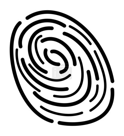 Illustration for Fingerprint - Personal Touch ID Identification Security Access Cartoon Black Line Vector for Scanning to Unlock Software - Royalty Free Image
