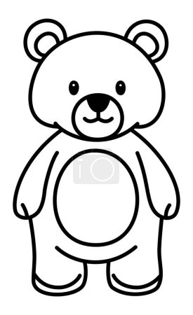 Illustration for Bear - Cartoon Vector of Wild Animal Standing and Looking Forward in Black and White Style for Flexible Use i.e. Students' Educational Resources and Toy Shop Advertising Banners - Royalty Free Image