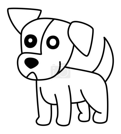 Illustration for Dog - A Well-Composed Pet Stands Gracefully, with a Slight Smile and Unique Black-and-White Eyes, Complemented by a Sharp and Curved Tail, One Ear Erect and the Other Folded - Royalty Free Image