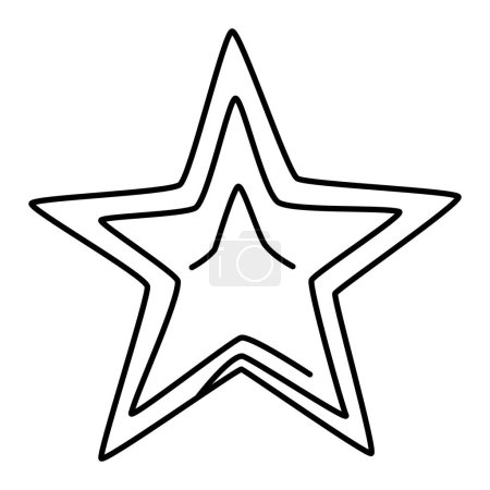 Stern - Drei Stücke mit fast scharfen Ecken: Zwei 5-Sterne-Komplett-Formen und eine 1-Stern-Form im Inneren, mit einem Stern oben und dem Rest gelöscht, alle mit klaren Linien-Vektor