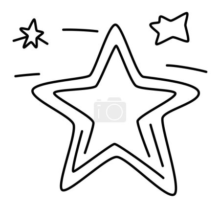 Photo for Star - A Big Star Takes Center Stage, Appearing to Fly in the Sky, with Two Tiny Stars Accompanied by Curved Lines in the Background, Offering a Doodle Design with Low Detail Vector - Royalty Free Image