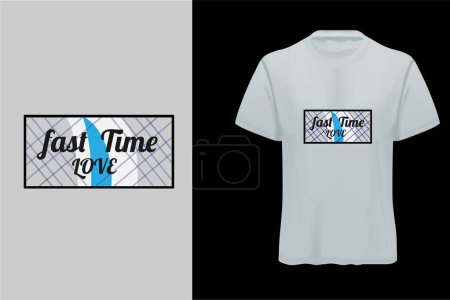 Ilustración de Tipografía Fast Time Love diseño camiseta blanco - Imagen libre de derechos