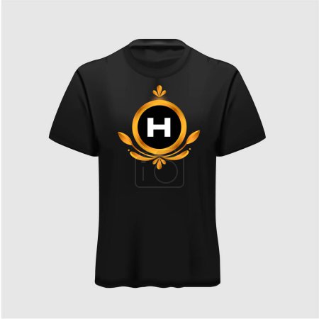 Illustration for H vector golden t shirt design black - Royalty Free Image