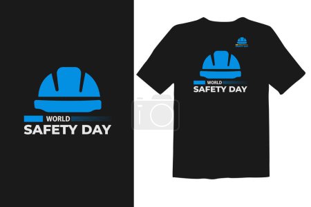 Illustration for World Day for Safety and Health at Work. Work safety awareness template for t shirt design - Royalty Free Image