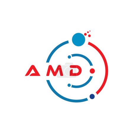 Ilustración de Diseño del logotipo de la tecnología de letras AMD sobre fondo blanco. AMD iniciales creativas letra IT logo concept. Diseño de letras AMD - Imagen libre de derechos
