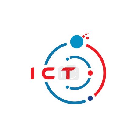 Illustration for ICT letter technology logo design on white background. ICT creative initials letter IT logo concept. ICT letter design. - Royalty Free Image