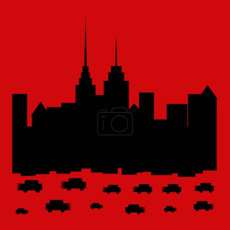 Téléchargez les illustrations : Avant-Garde Cityscape: Bold Red and Black Illustration for Prints, Web, and More - en licence libre de droit