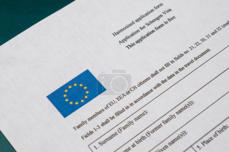 Concepto de formulario de solicitud de visado Schengen