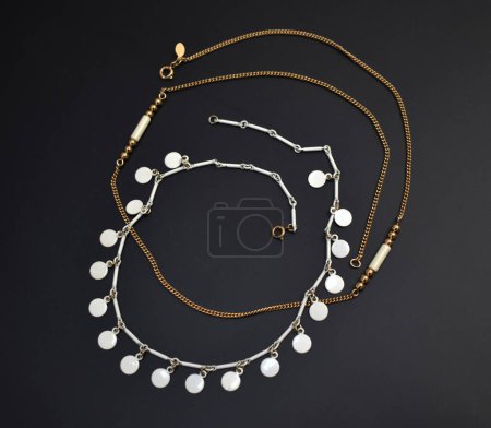 Necklace on black background. Luxury and elegant jewelry.