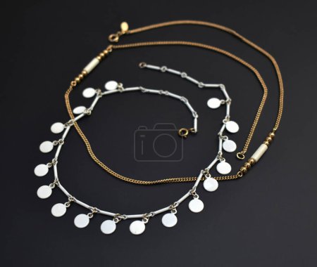 Unique vintage necklace, old jewelry background, promotional photo for an online jewellery store
