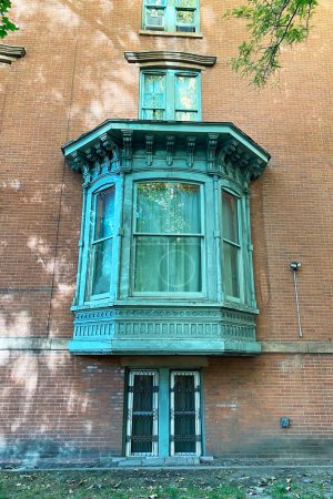 Vintage window of an old building in New York City, USA